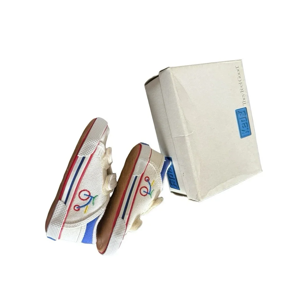 Vintage Keds out to play‎ tricycle bike hook loop sneakers sz 6 1/2 toddler